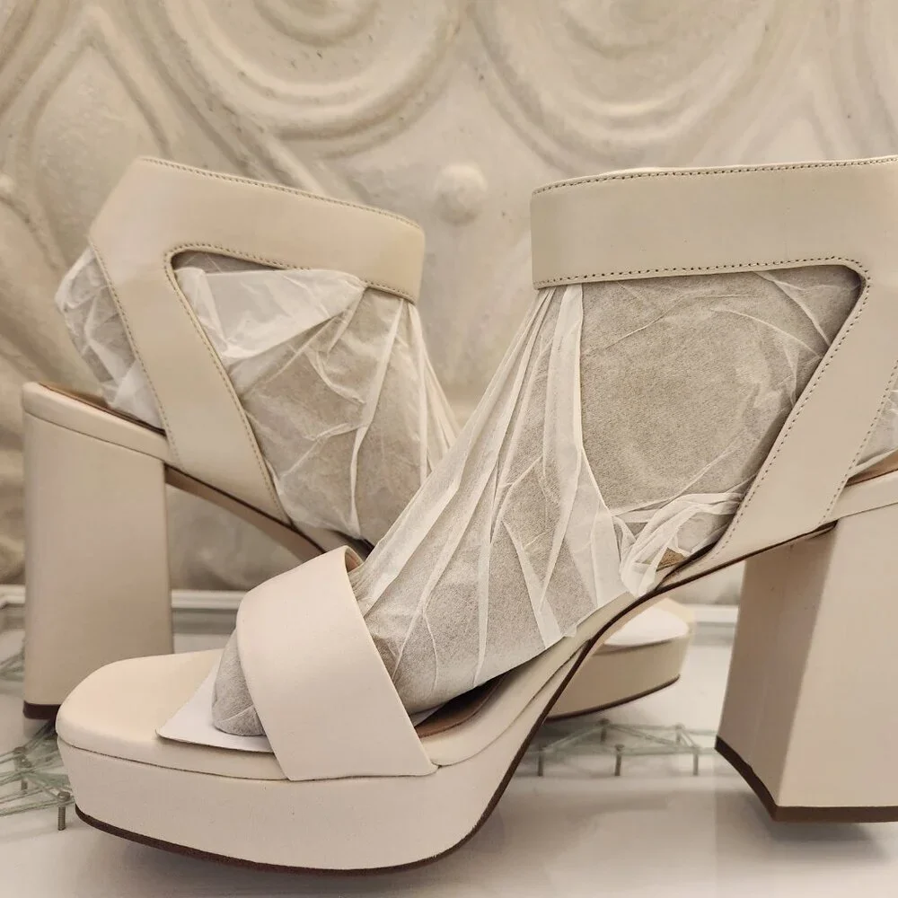 Naturalizer 27 Edit Leather Jaselle Satin Pearl Platform Sandals. NIB. Size 10.5